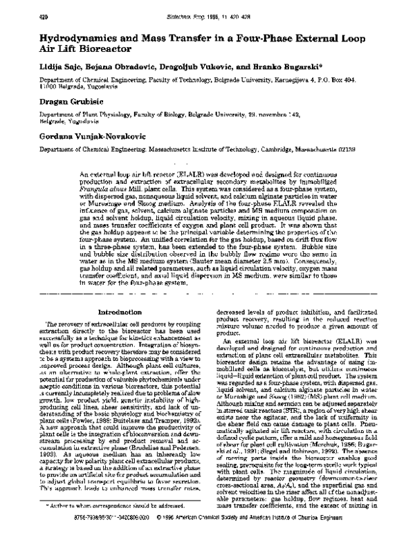 (PDF) Hydrodynamics and mass transfer in a four-phase external loop air ...