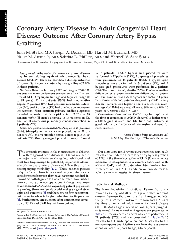 (PDF) Coronary Artery Disease in Adult Congenital Heart Disease ...