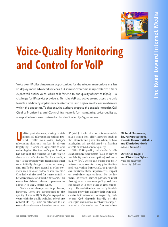 (PDF) Voice-Quality Monitoring and Control for VoIP