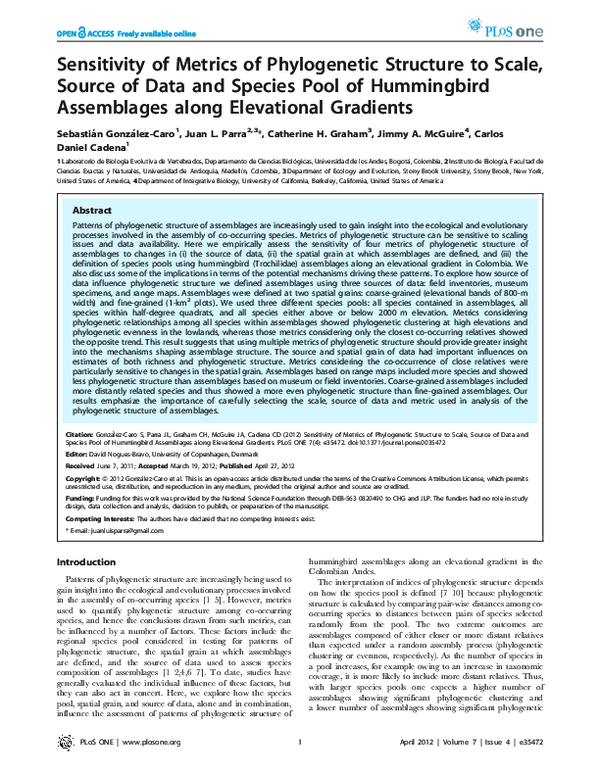(PDF) Sensitivity of Metrics of Phylogenetic Structure to Scale, Source ...