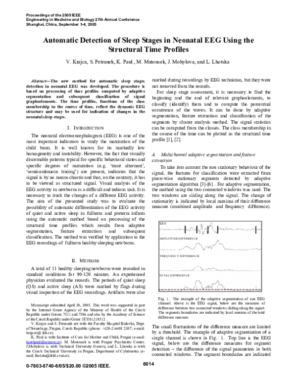 (PDF) Automatic Detection of Sleep Stages in Neonatal EEG Using the ...