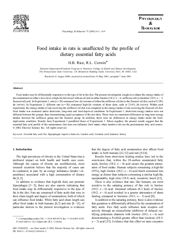 (PDF) Food intake in rats is unaffected by the profile of dietary ...