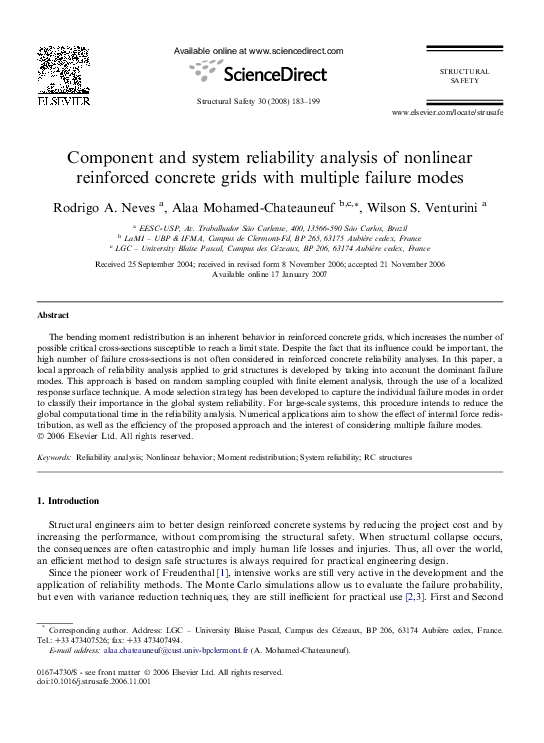 (PDF) Component and system reliability analysis of nonlinear reinforced ...