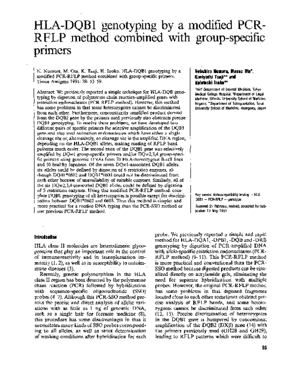 (PDF) HLA-DQB1 genotyping by a modified PCR-RFLP method combined with ...