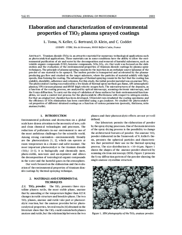 (PDF) Elaboration and characterization of environmental properties of ...