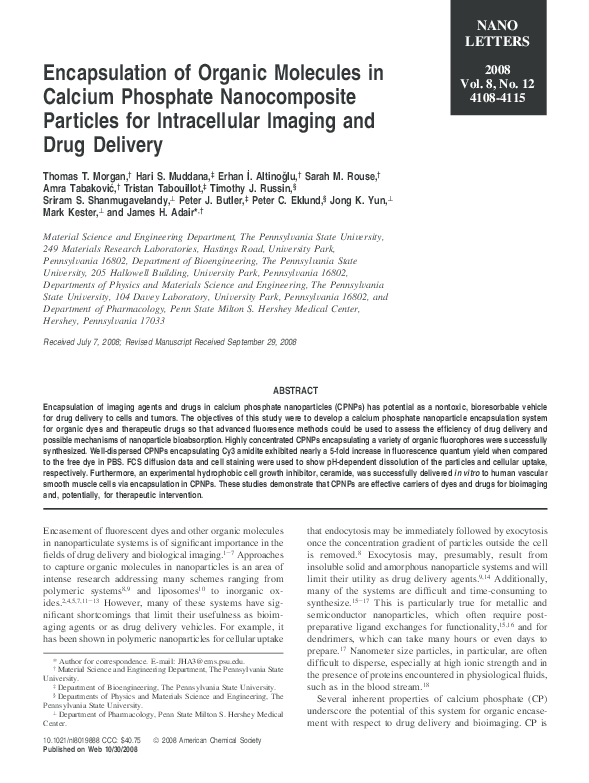 (PDF) Encapsulation of Organic Molecules in Calcium Phosphate ...