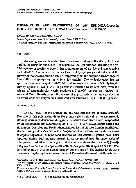 (PDF) Purification and properties of an endoglucanase isolated from the ...
