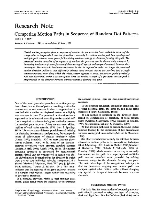 (PDF) Competing motion paths in sequence of random dot patterns