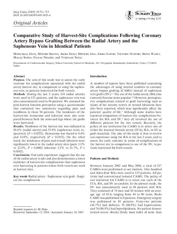 (PDF) Radial artery harvesting for coronary bypass operations