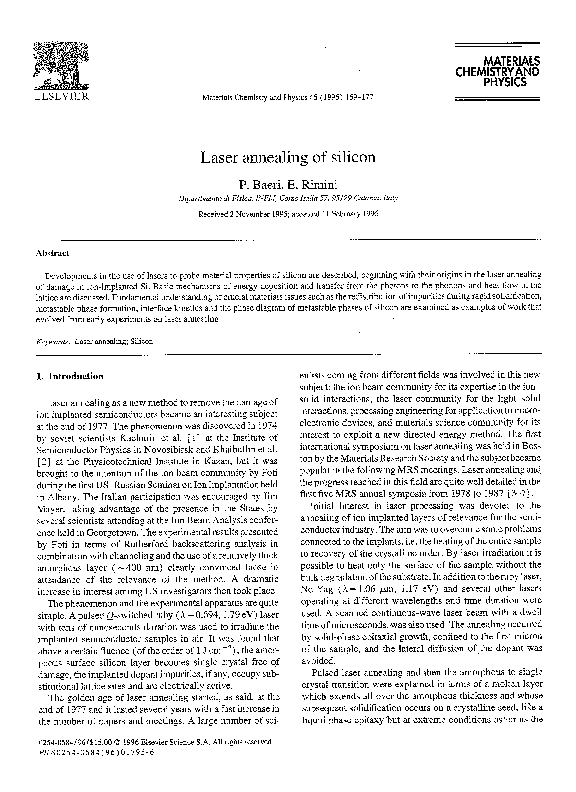 (PDF) Laser annealing of silicon
