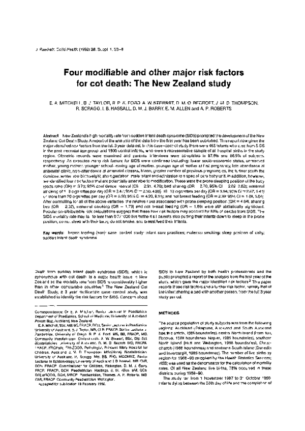 (PDF) Four modifiable and other major risk factors for cot death The