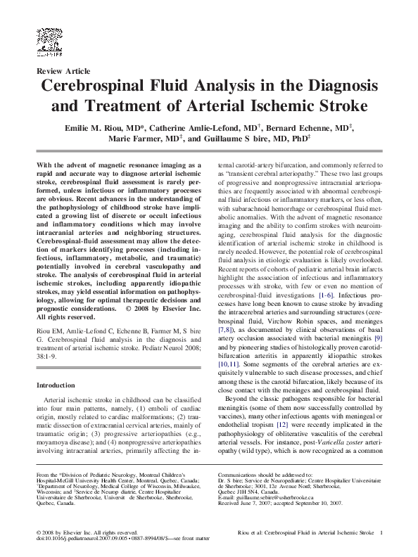 (PDF) Cerebrospinal Fluid Analysis in the Diagnosis and Treatment of ...