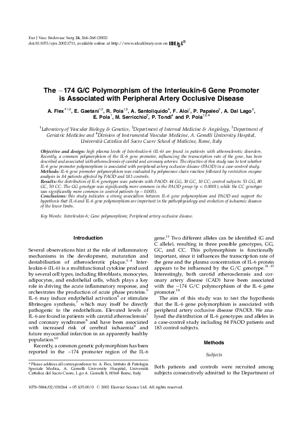 (PDF) The −174 G/C Polymorphism of the Interleukin-6 Gene Promoter is ...