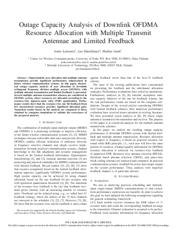 (PDF) Outage Capacity Analysis of Downlink OFDMA Resource Allocation ...