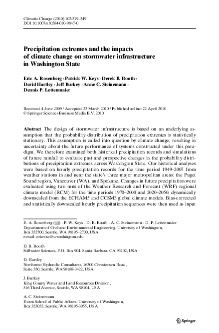 (PDF) Precipitation extremes and the impacts of climate change on ...