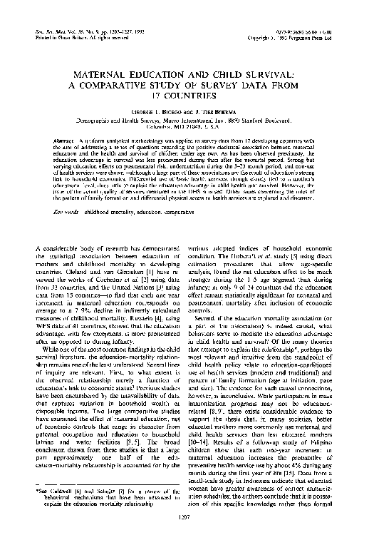 (PDF) Maternal education and child survival: A comparative study of ...
