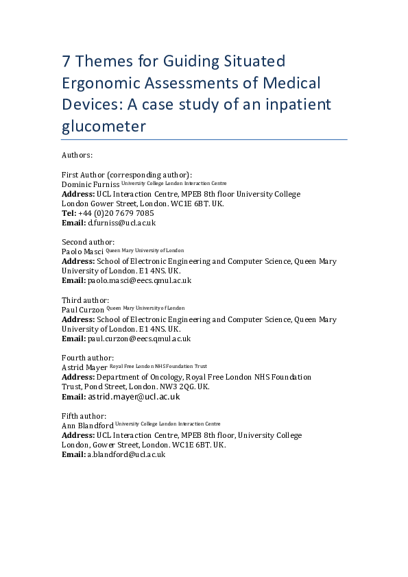 (PDF) 7 Themes for guiding situated ergonomic assessments of medical