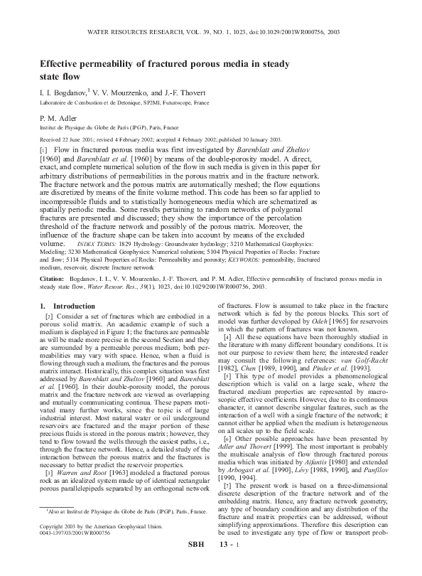 (PDF) Effective permeability of fractured porous media in steady state flow