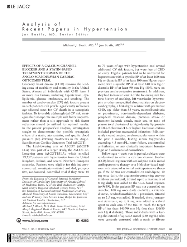 (PDF) Analysis of Recent Papers in Hypertension Jan Basile, MD, Senior ...