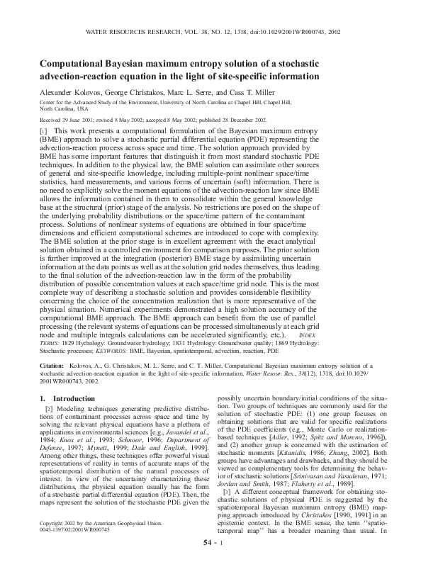 (PDF) Computational Bayesian maximum entropy solution of a stochastic ...
