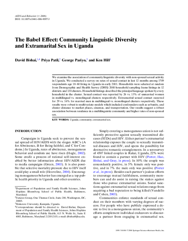 (PDF) The Babel Effect: Community Linguistic Diversity and Extramarital ...
