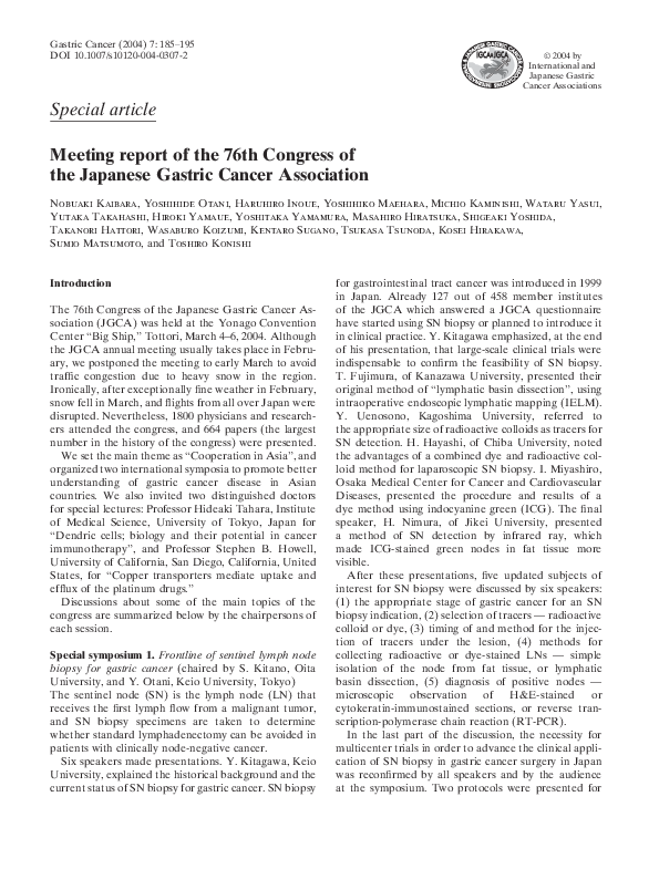 (PDF) Meeting report of the 76th Congress of the Japanese Gastric ...