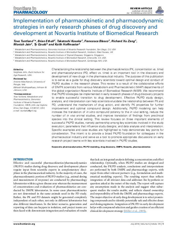 (PDF) Implementation of pharmacokinetic and pharmacodynamic strategies ...