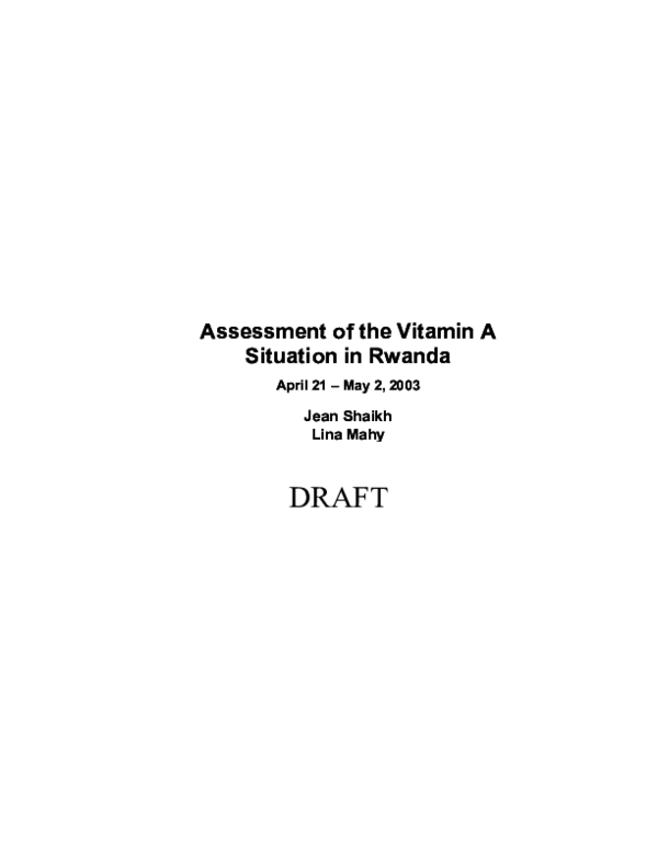 (PDF) Assessment of the Vitamin A Situation in Rwanda