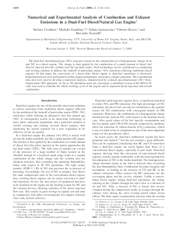 (PDF) Numerical and Experimental Analysis of Combustion and Exhaust ...