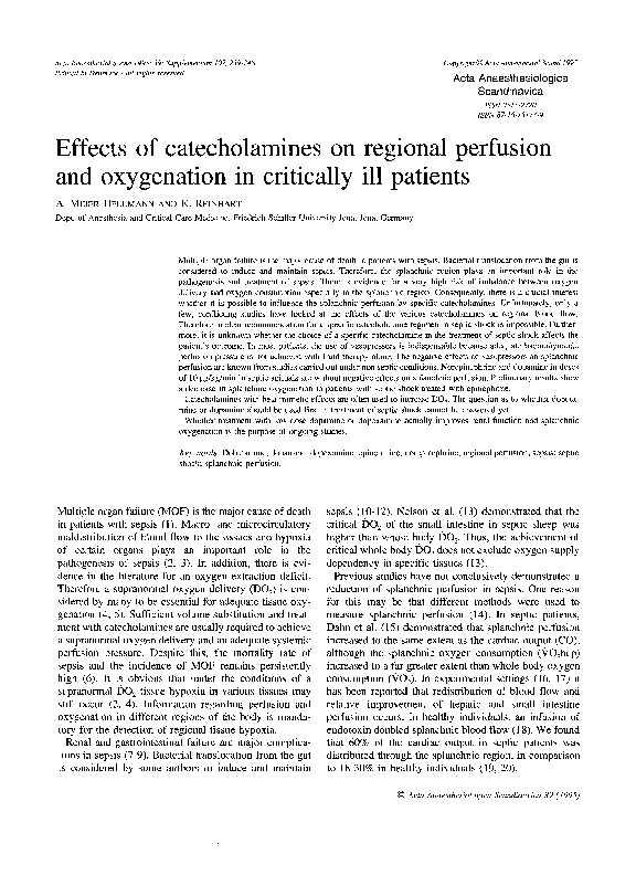 (PDF) Effects of catecholamines on regional perfusion and oxygenation ...