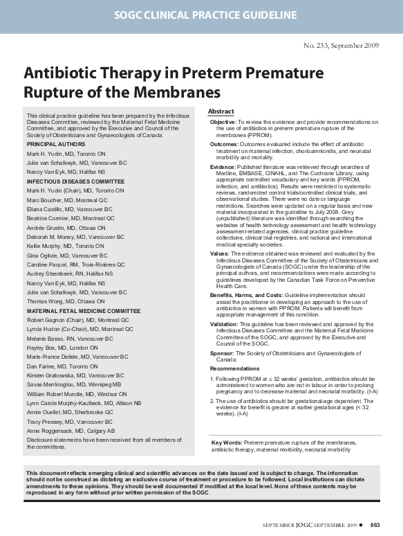 (PDF) Antibiotic therapy in preterm premature rupture of membranes: A ...