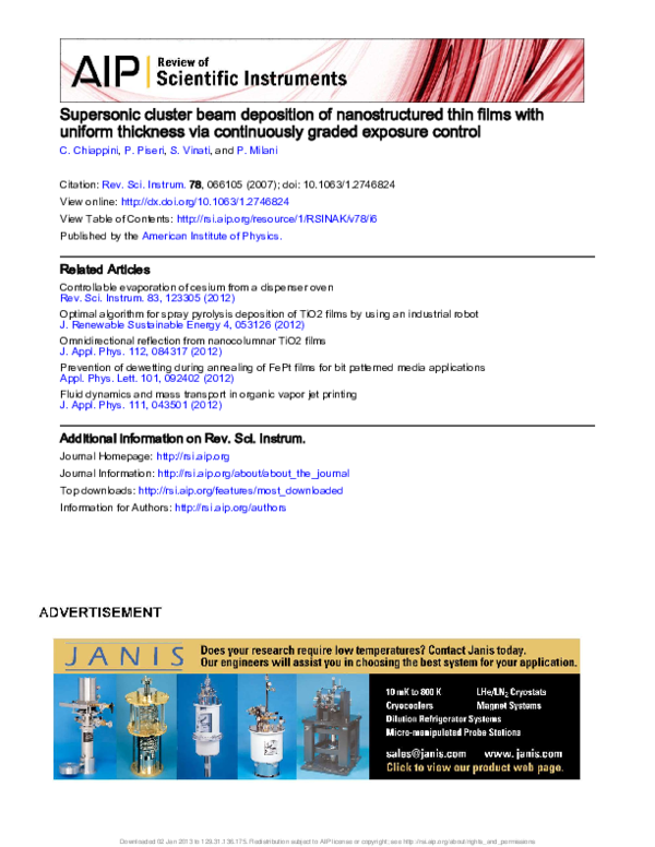 (PDF) Supersonic cluster beam deposition of nanostructured titania