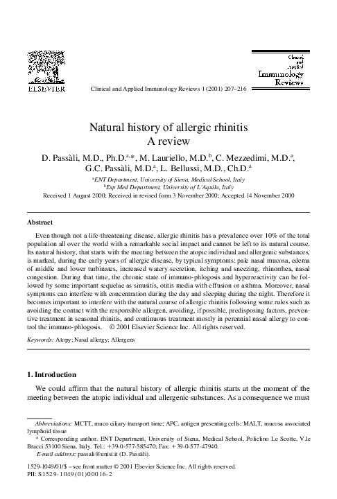 (PDF) Natural history of allergic rhinitis A review
