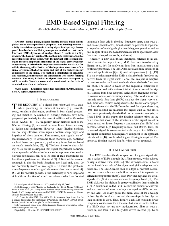 (PDF) EMDBased Signal Filtering JeanChristophe J . C . Cexus