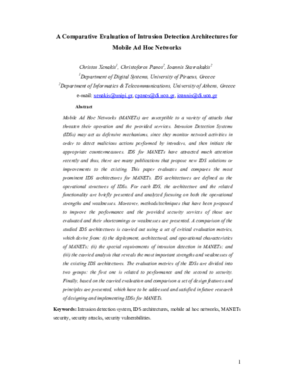 (PDF) A comparative evaluation of intrusion detection architectures for ...