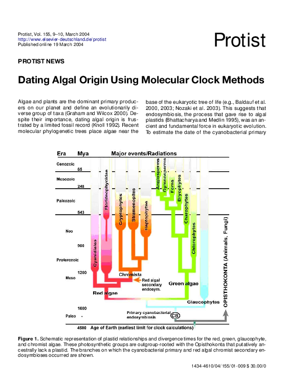 (PDF) Dating Algal Origin Using Molecular Clock Methods Linda Medlin