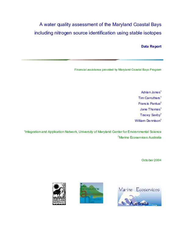 (PDF) A water quality assessment of the Maryland Coastal Bays including ...