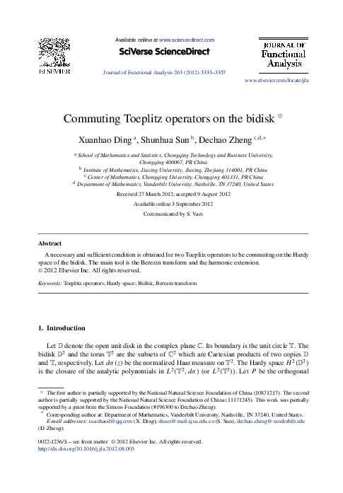 (PDF) Commuting Toeplitz operators on the bidisk