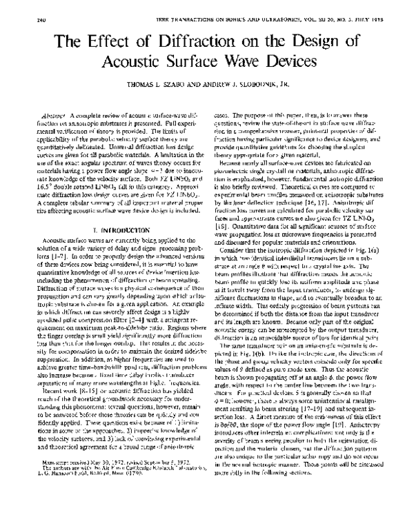 (PDF) The Effect of Diffraction on the Design of Acoustic Surface Wave ...