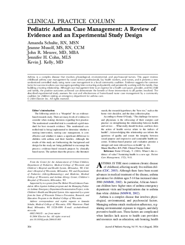 (PDF) Pediatric asthma case management A review of evidence and an