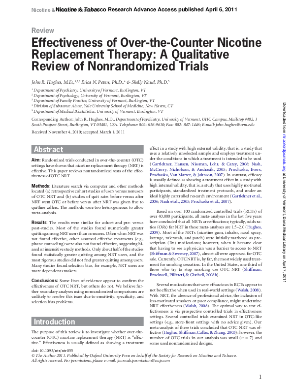 (PDF) Effectiveness of Over-the-Counter Nicotine Replacement ...