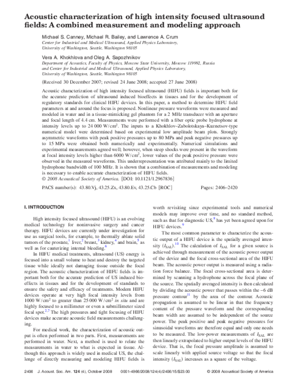 (PDF) Acoustic characterization of high intensity focused ultrasound ...