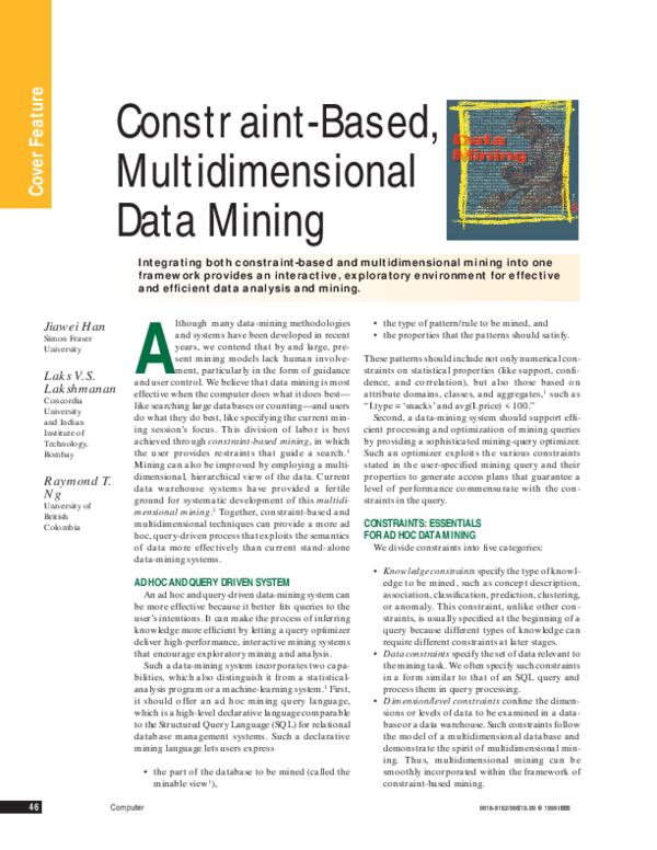 (PDF) Constraint-based, multidimensional data mining