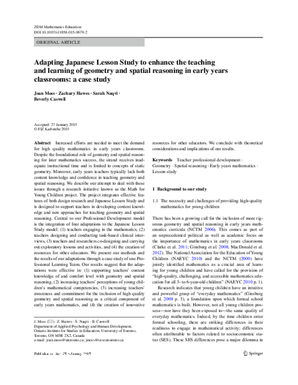 (PDF) Adapting Japanese Lesson Study to enhance the teaching and ...