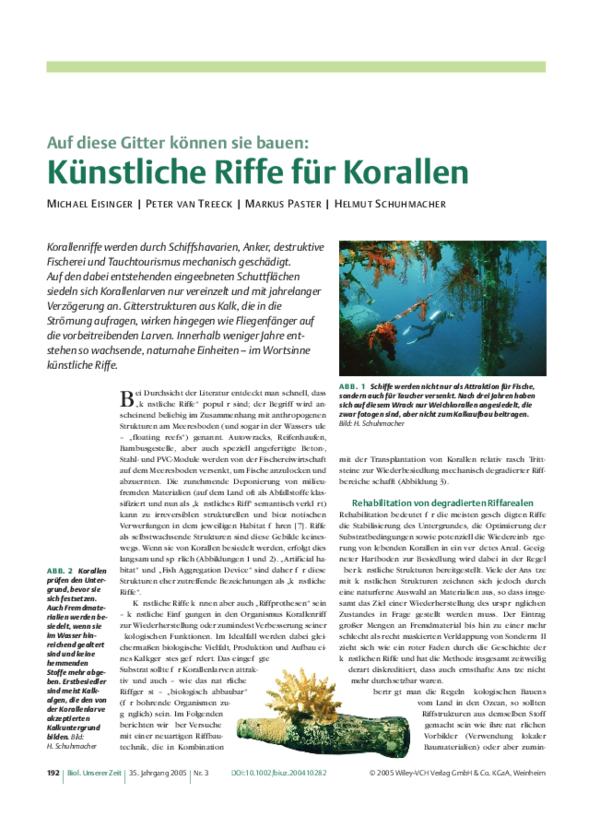PDF) Knstliche Riffe fr Korallen: Auf diese Gitter knnen sie bauen