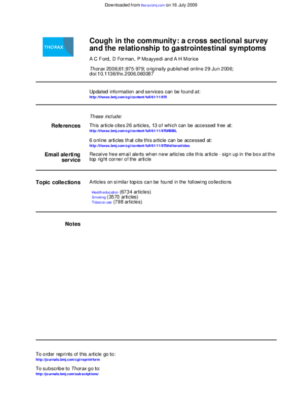 (PDF) Cough in the community: a cross sectional survey and the ...