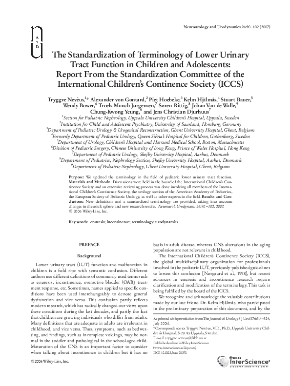 PDF) The standardization of terminology of lower urinary tract 