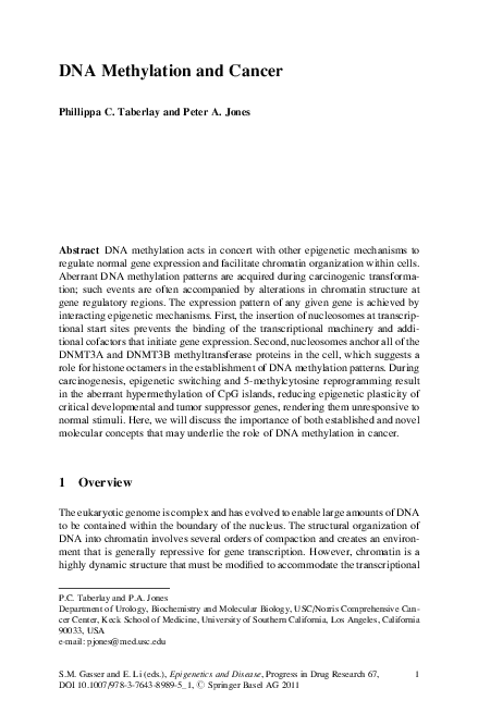 (PDF) The DNA methylation and cancer