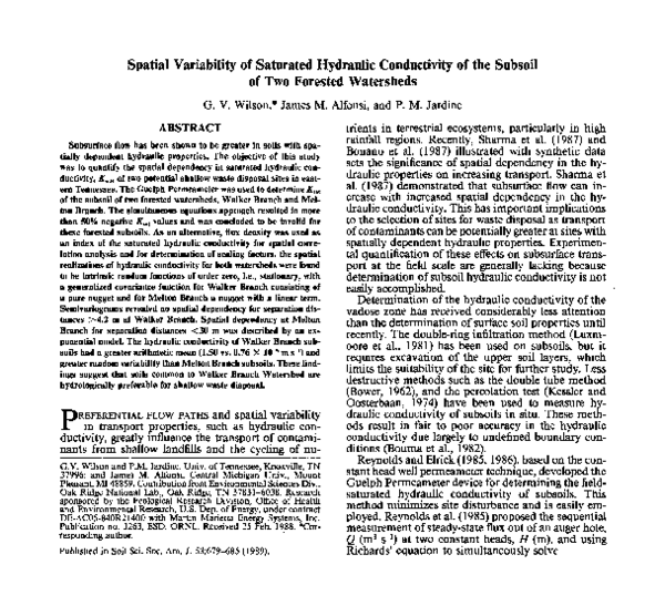 (PDF) Spatial variability of saturated hydraulic conductivity at the ...