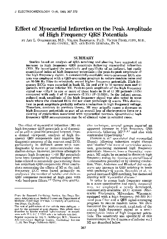 (PDF) Effect of myocardial infarction on the peak amplitude of high ...